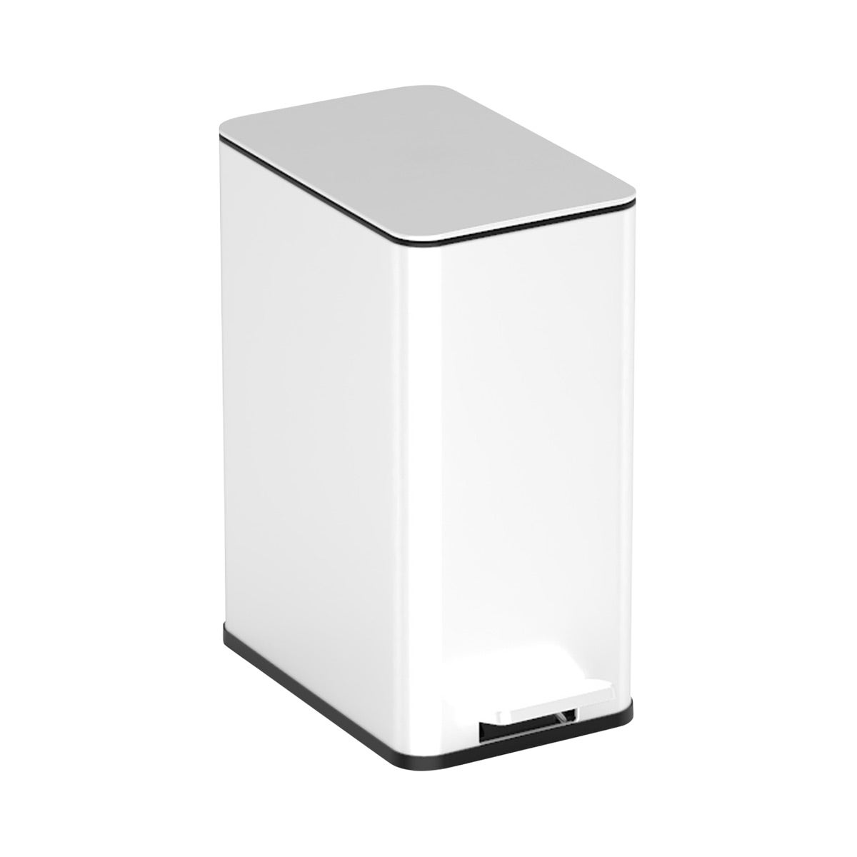 NINESTARS 2.6 gal./10 ltr. Slim Step Can White