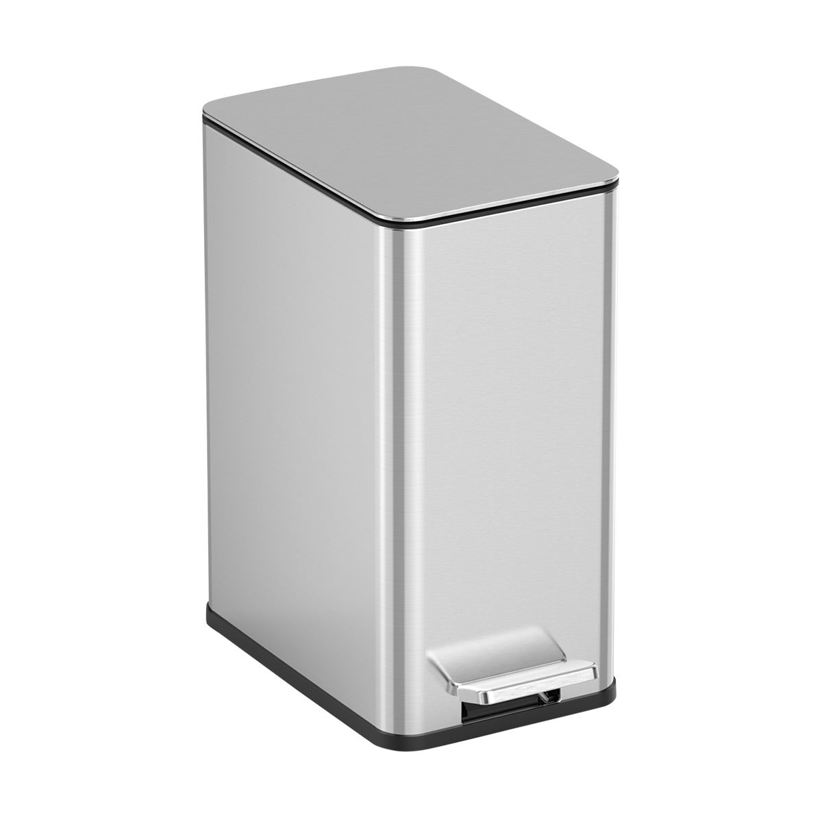 NINESTARS 2.6 gal./10 ltr. Slim Step Can Stainless Steel