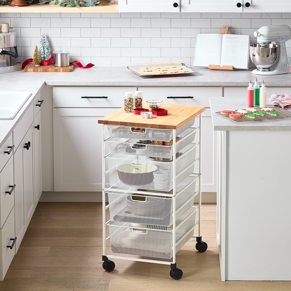 Elfa White Mesh Kitchen Cart