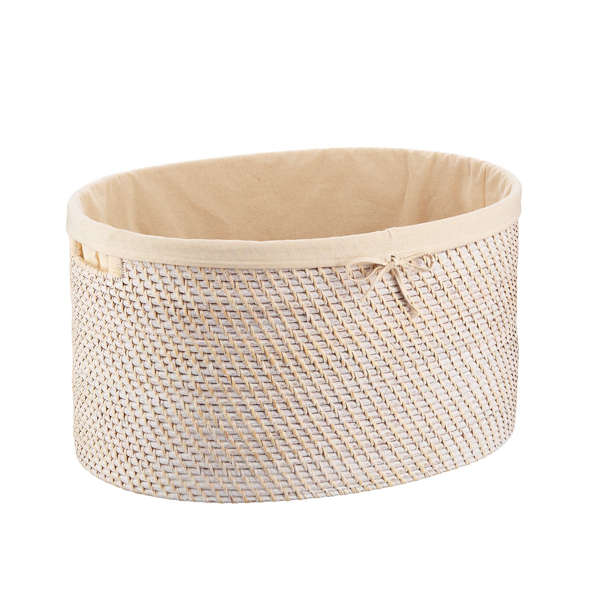 The Container Store Ori Rattan Laundry Basket Whitewash