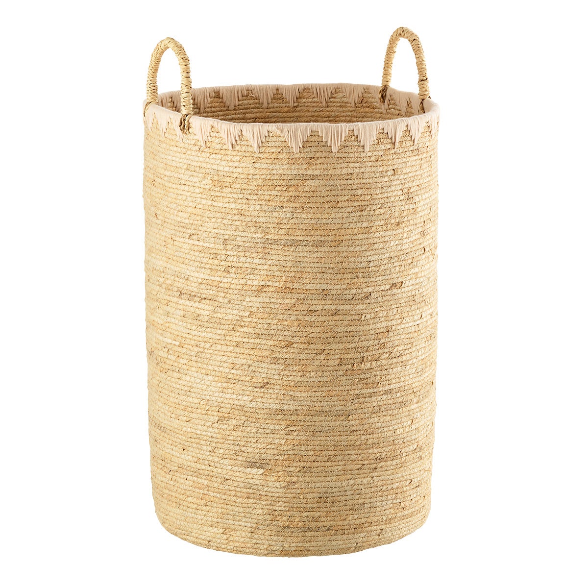 The Container Store Mae Embroidered Hamper Natural/Cream