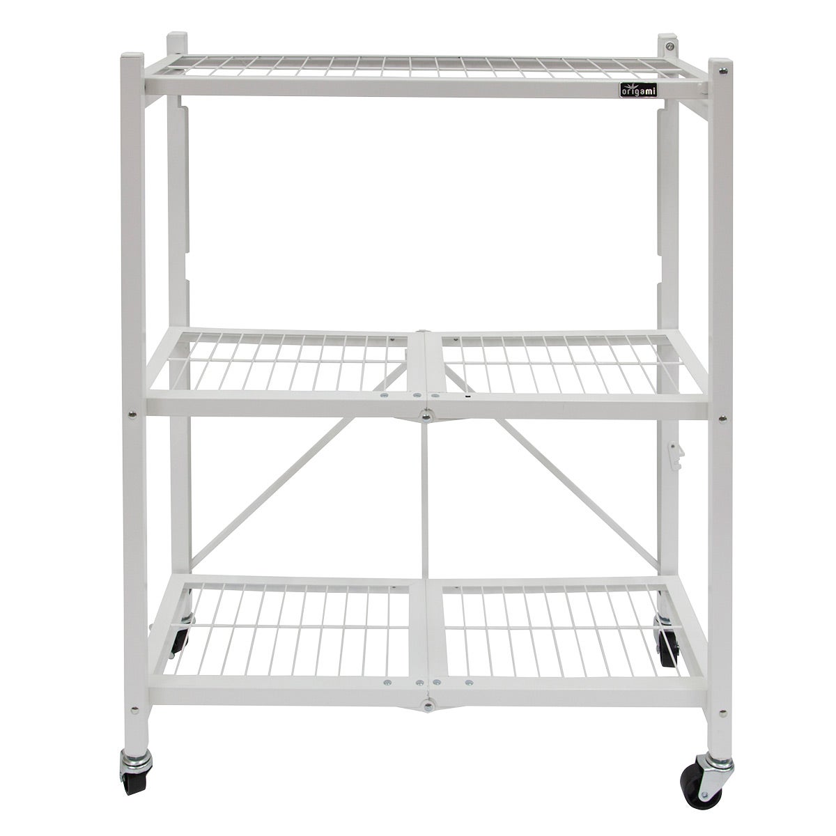 Origami 3 Tier Shelves with Wheel White