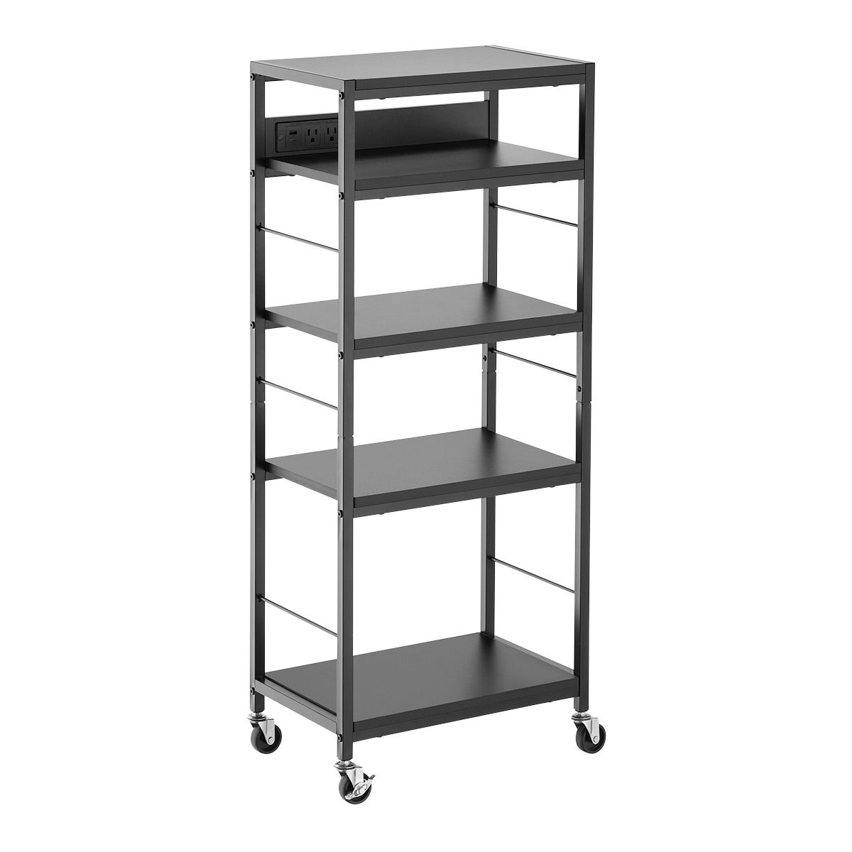 The Container Store Tall 5-Shelf Rolling Power Cart Black