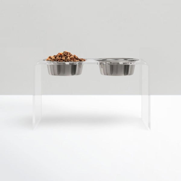 hiddin Tall Clear Elevated Feeder with Bowls