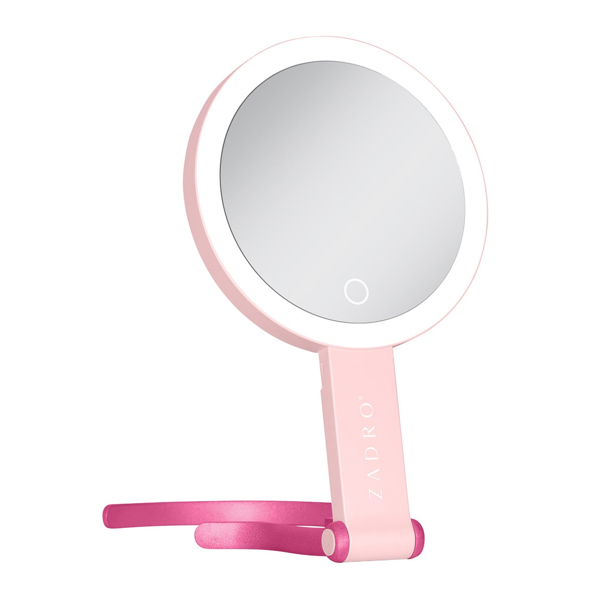 Zadro Small LED Lighted Travel Hand Miiror Light Pink