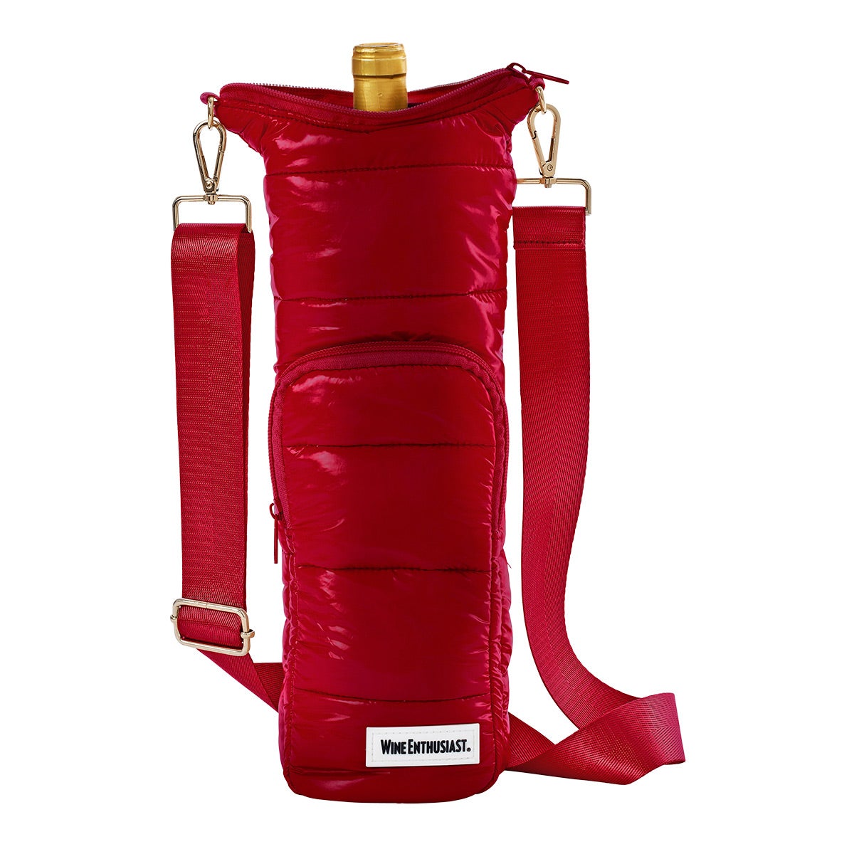 Wine Enthusiast Crossbody Insulated Puffer Bag Red