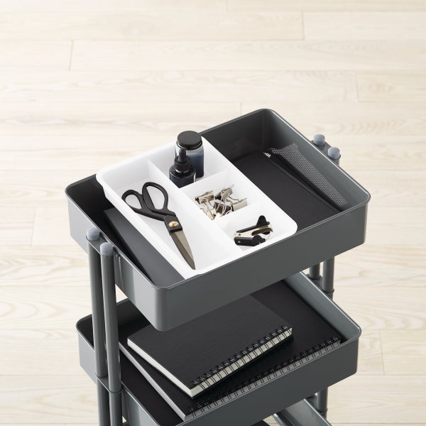 Clear 3-Tier Rolling Cart Sliding Organizer Tray