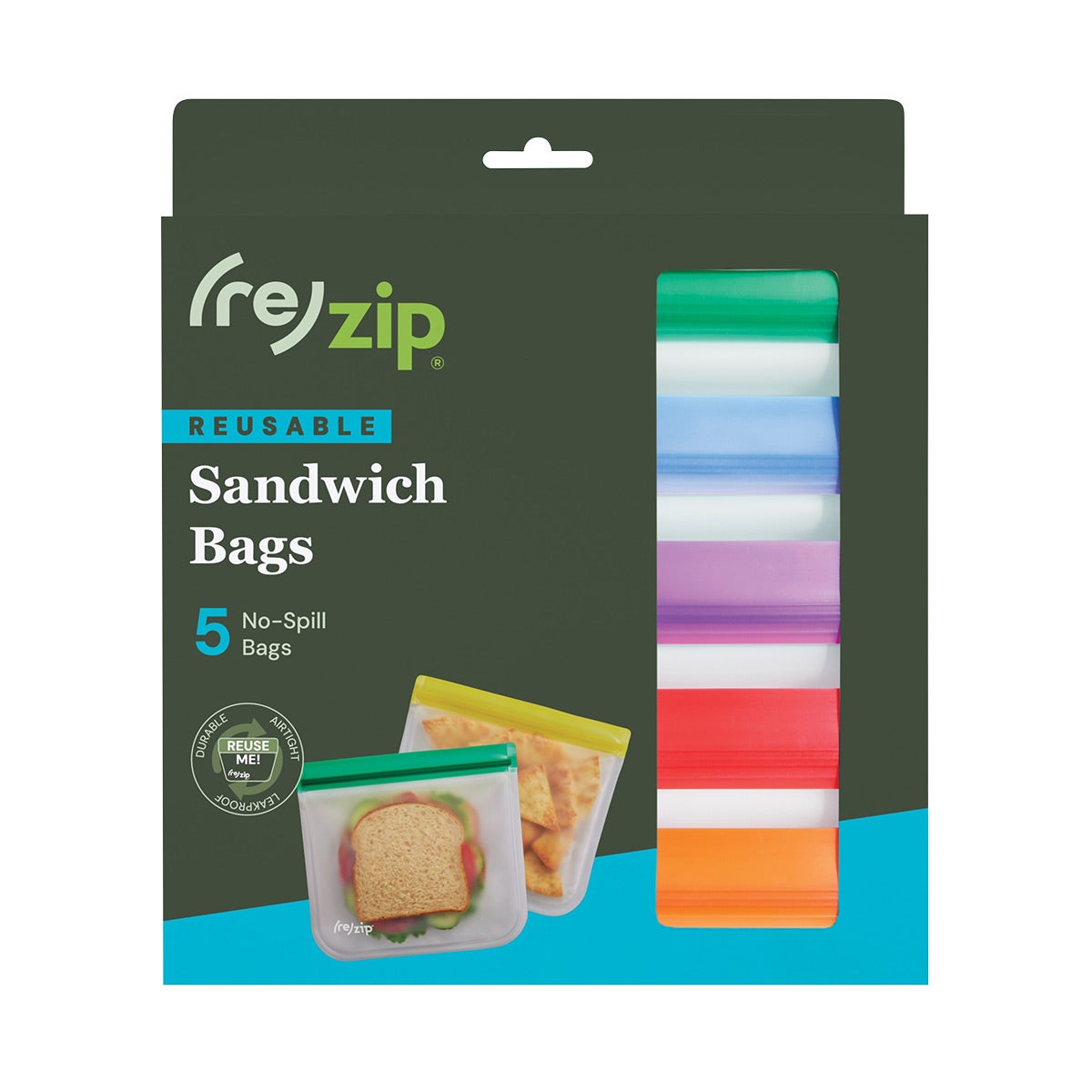 Re-Zip Reusable Sandwich Bag Pkg/5