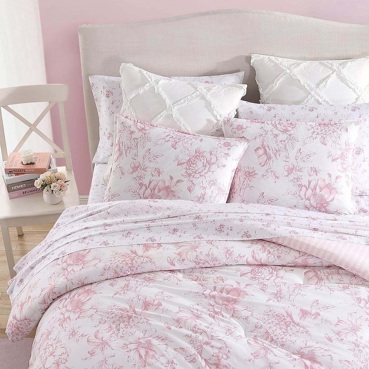 Laura Ashley KING 3-Pc. Comforter Set Pink