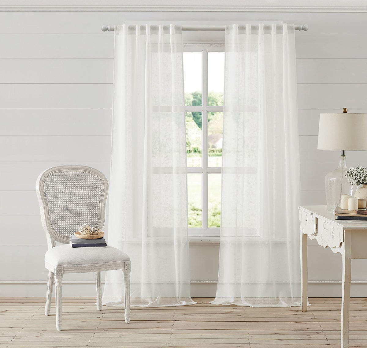 The Farmhouse by Rachel 96 in. Jaipur Window Panels White Pkg/4
