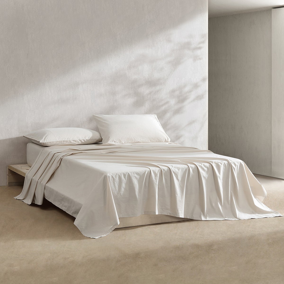 Calvin Klein Queen 4-Pc. Washed Percale Sheet Set Beige