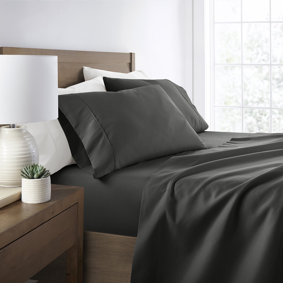 Queen 4-Pc. Microfiber Solid Sheet Set Grey