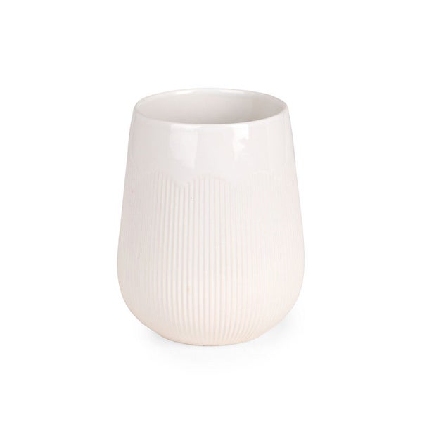 Ribbed Stoneware Utensil Crock