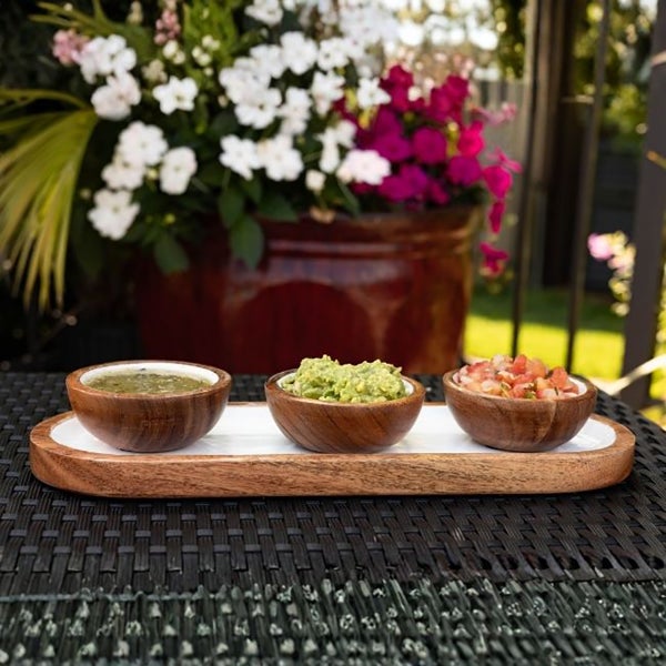 Acacia Wood White Tray