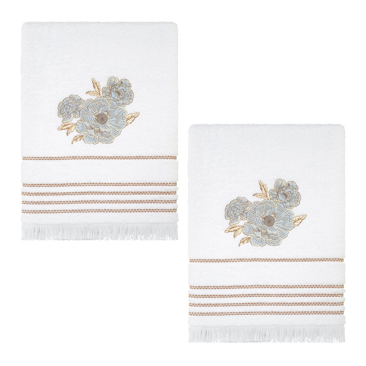 Nicole Miller Camille Floral Bath Towel White Set of 2