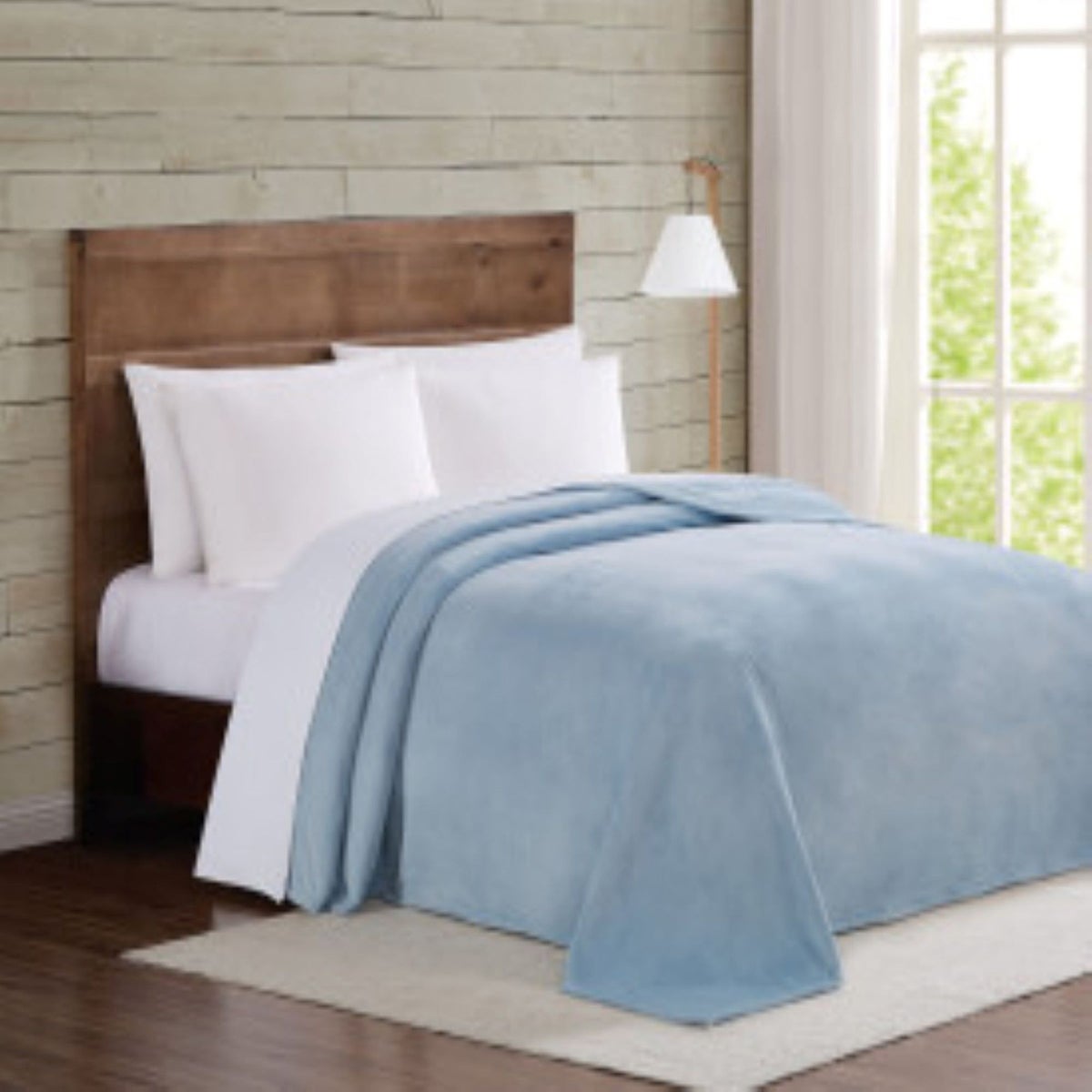 Truly Soft Twin Velvet Plush Blanket Light Blue