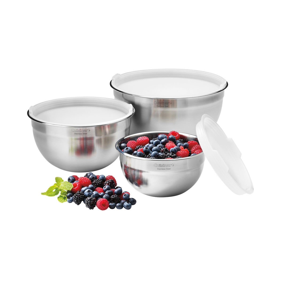 Cuisinart Mixing Bowls with Lids Stainless Steel Set of 3