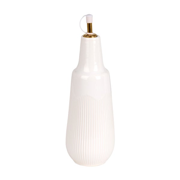 Ribbed Stoneware Oil Vinegar Cruet