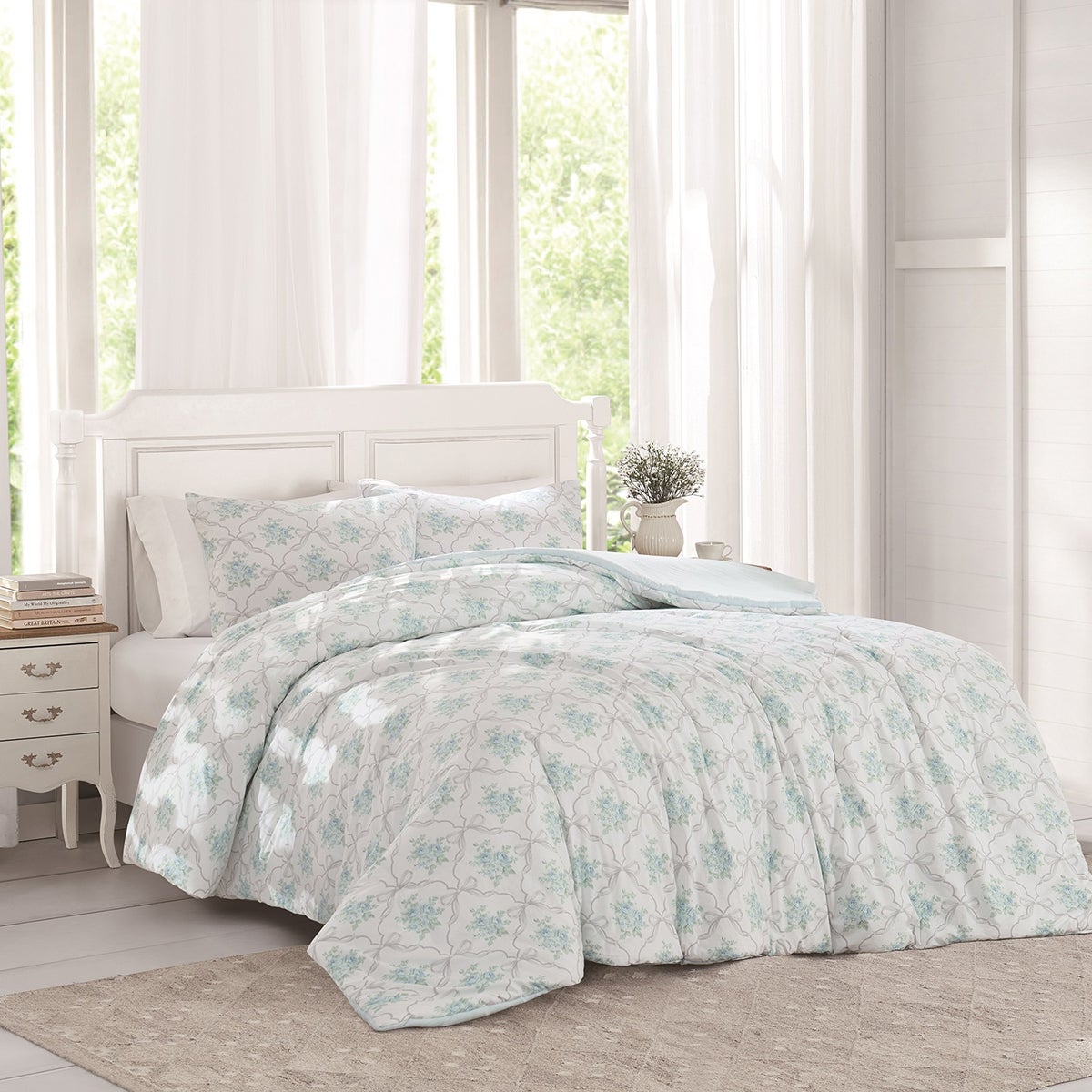 The Farmhouse by Rachel Twin/Twin XL 2-Pc. Bouquet Trellis Comforter Set Blue