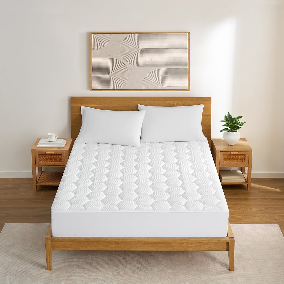 Sleep Renew Queen Quilted Cooling Mattress Pad White