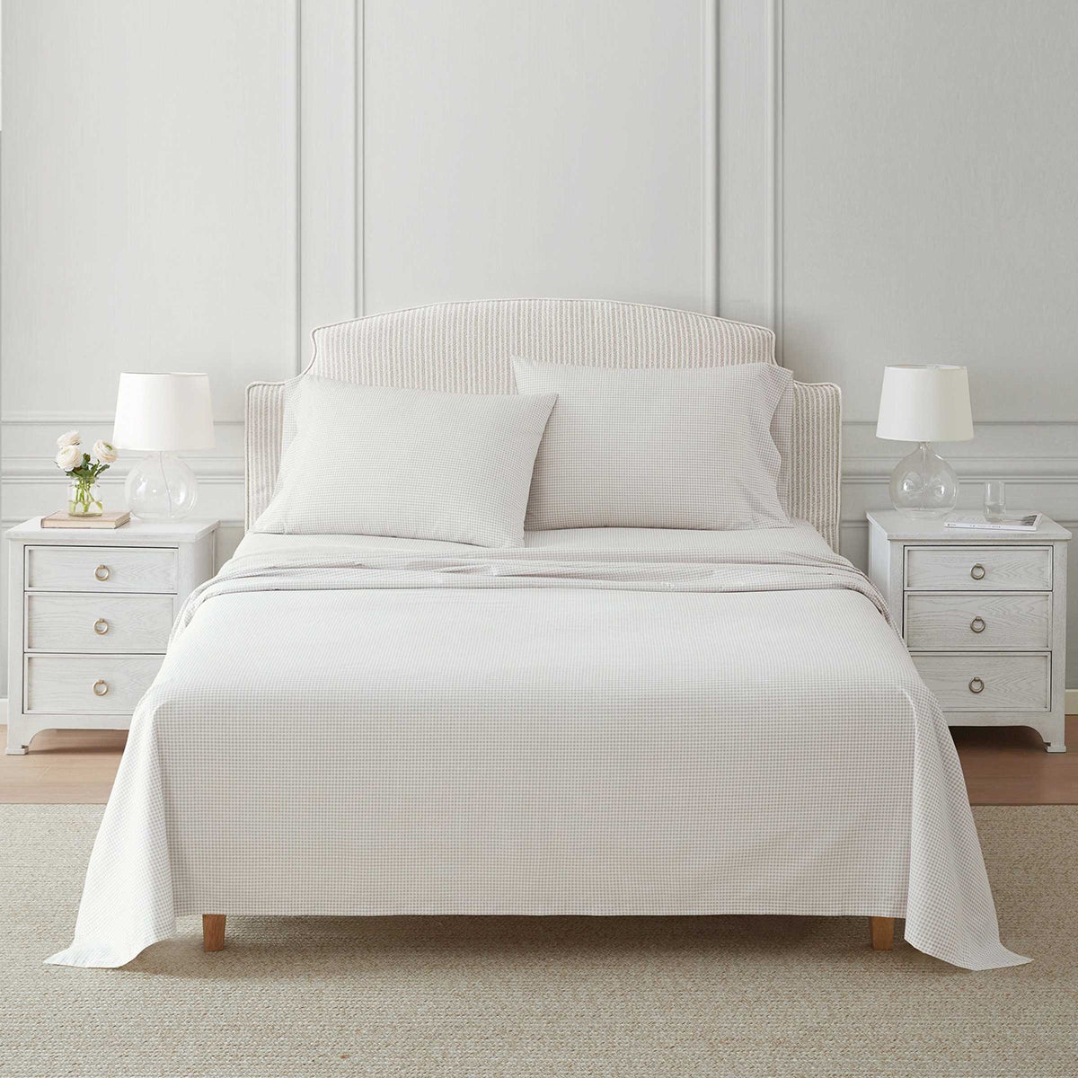 Martha Stewart Queen 4-Pc. Gingham Sheet Set Beige