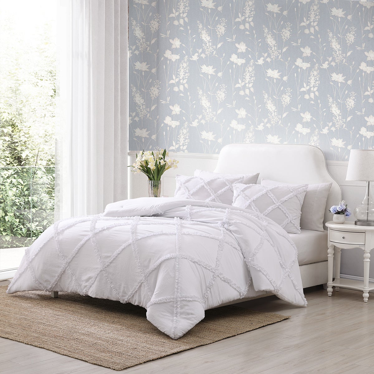Laura Ashley King 3-Pc. Norah Comforter Set White