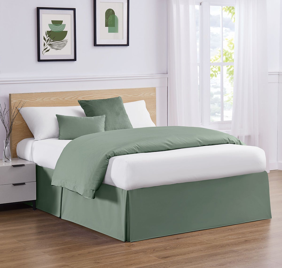 London Fog King Bed Skirt Green