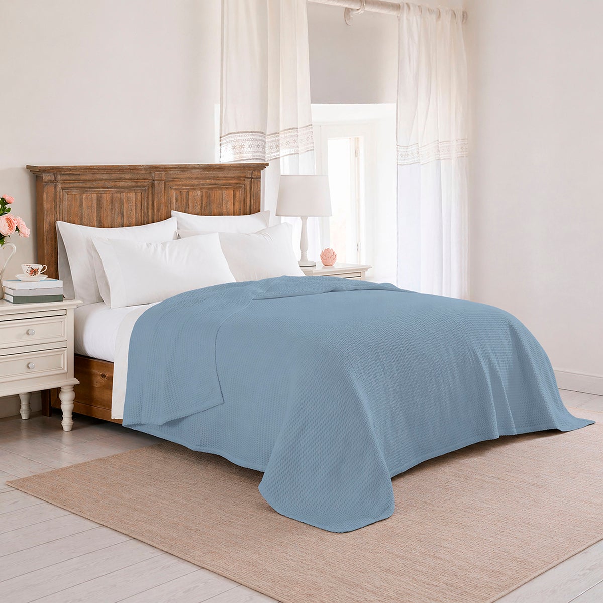 The Farmhouse by Rachel Full/Queen Waffle Blanket Blue