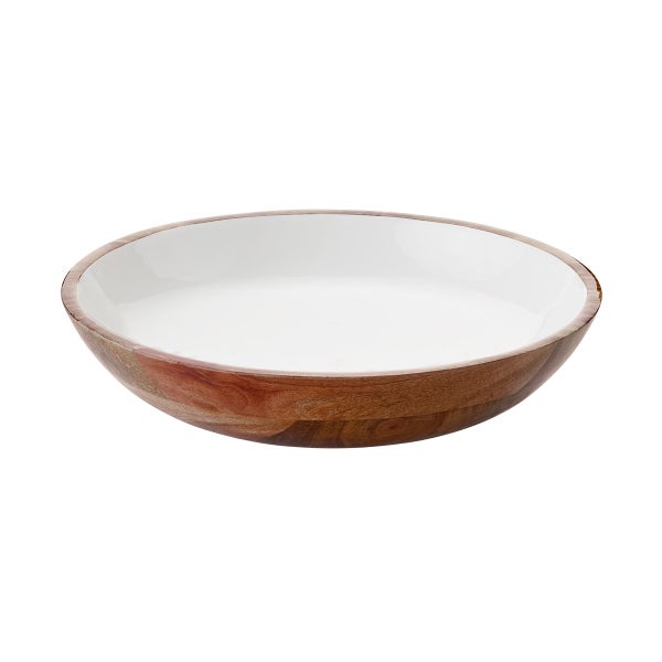 Acacia Wood Shallow Serving Bowl