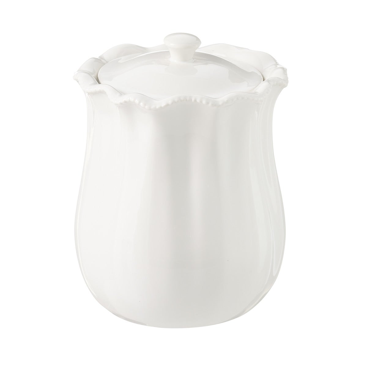 8.5 in. Large Wavy Bead Canister White