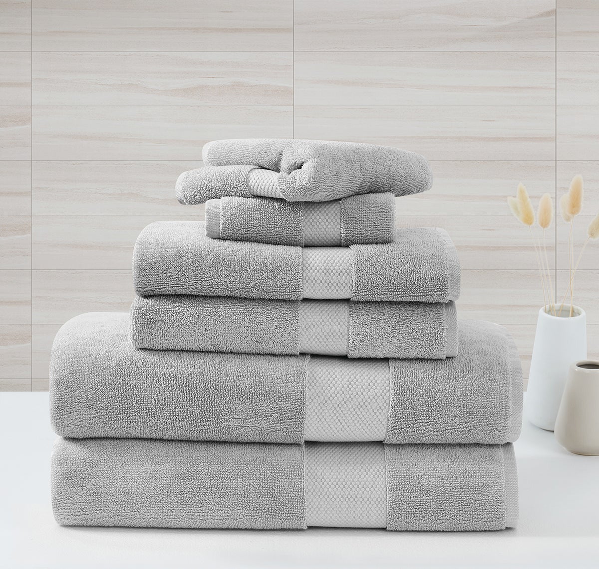 Borghese Luxe Turkish Towel Grey Set of 6