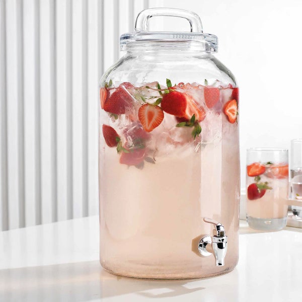 Glass Drink Dispenser w/ Lid