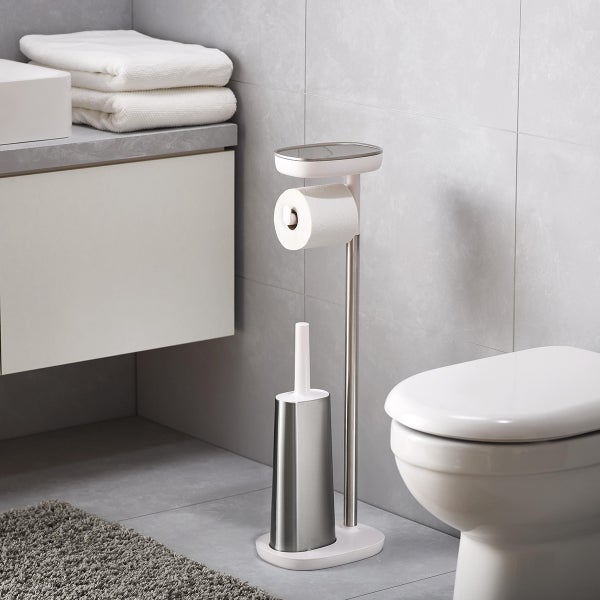 Joseph Joseph EasyStore Plus Standing Toilet Paper Holder with Toilet Brush