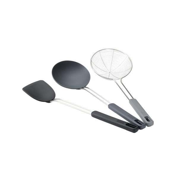 Joseph Joseph Nest Fusion Compact Wok Silicone Turner, Spoon, and Wire Skimmer Set