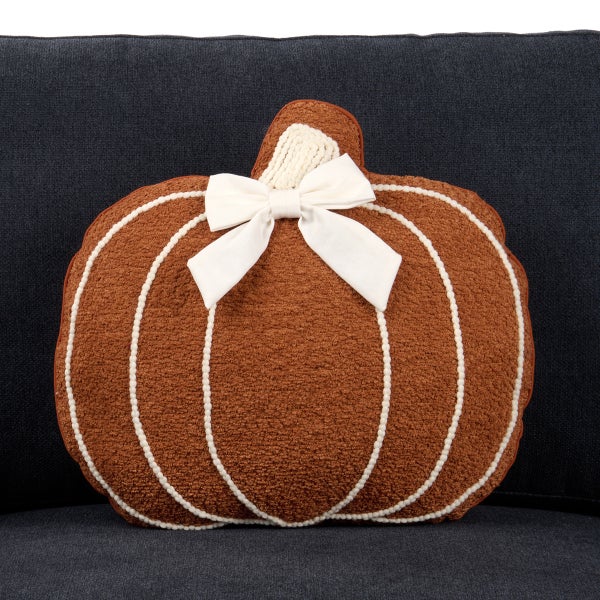 Pumpkin Shaped Pillow with Bow