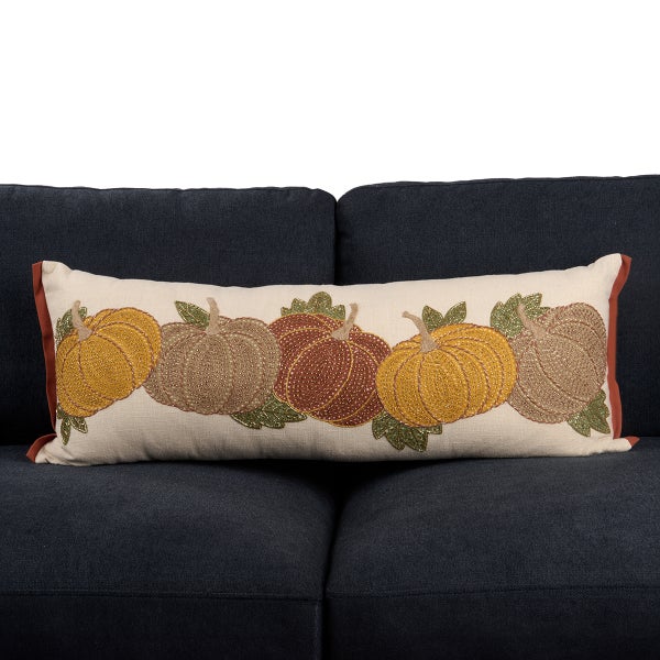 Beaded Pumpkins Lumbar Pillow