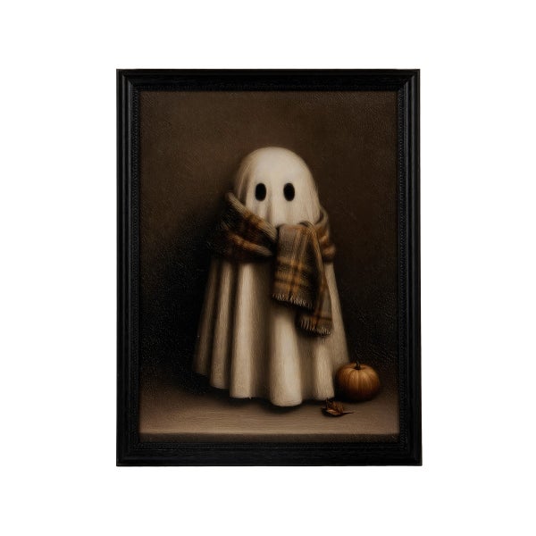 Cozy Ghost in Scarf Framed Art Print
