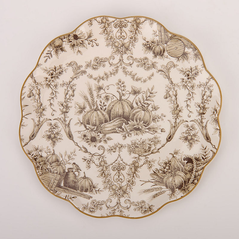 Taupe Pumpkin Toile Salad Plate