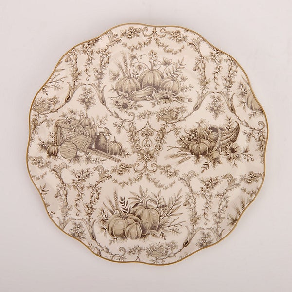 Taupe Pumpkin Toile Dinner Plate