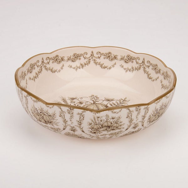 Taupe Pumpkin Toile Dinner Bowl