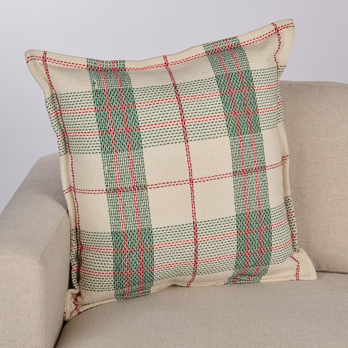 22X22 Pillow Check Plaid Green