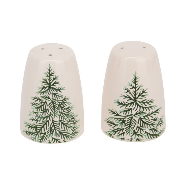 Evergreen Trees Embossed Salt & Pepper Shaker Set