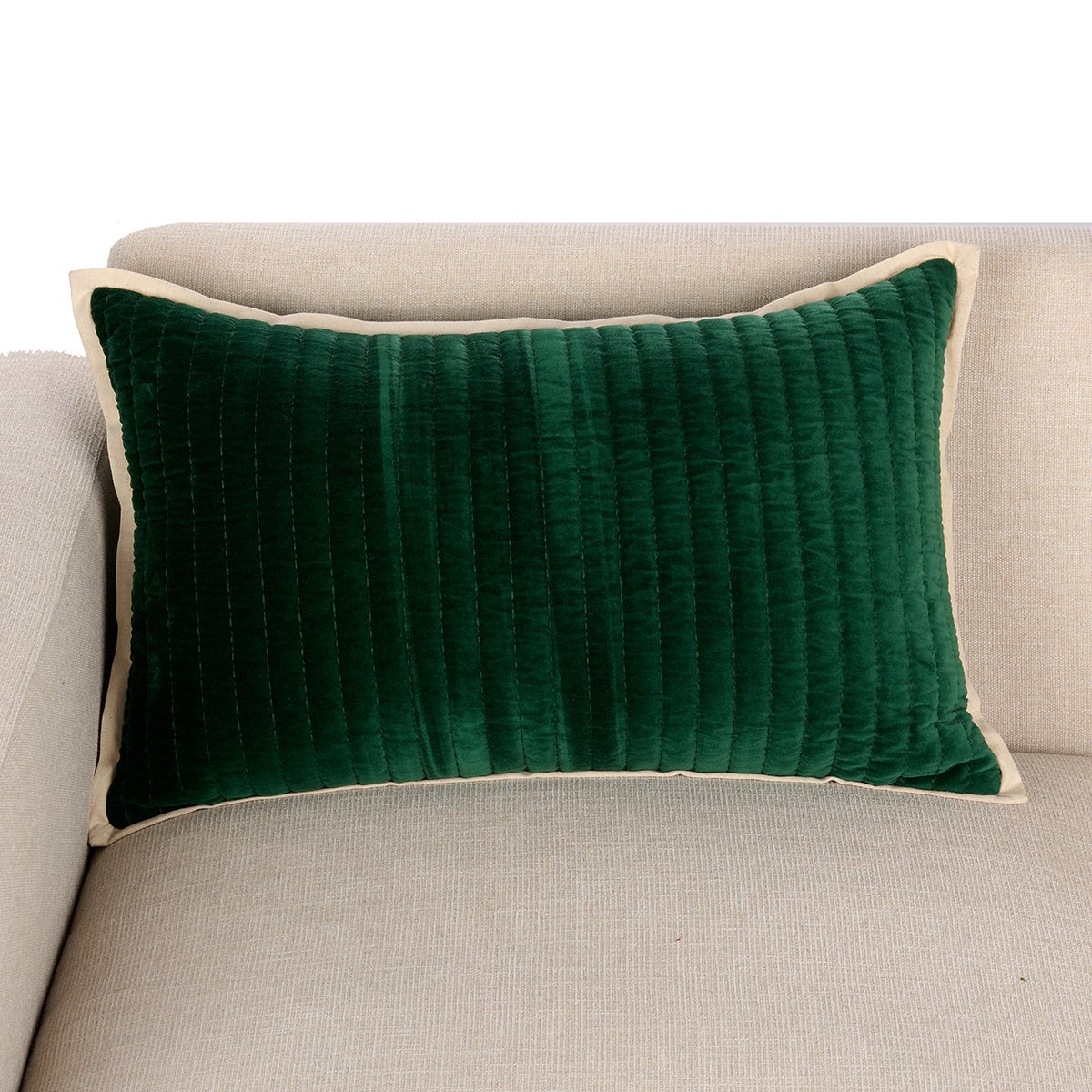 16X26 Pillow Velvet Quitled Green