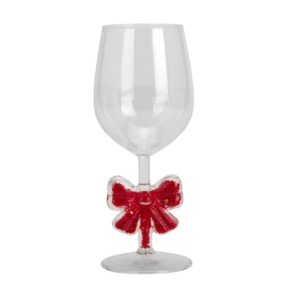Glitter Bow Wine Glass