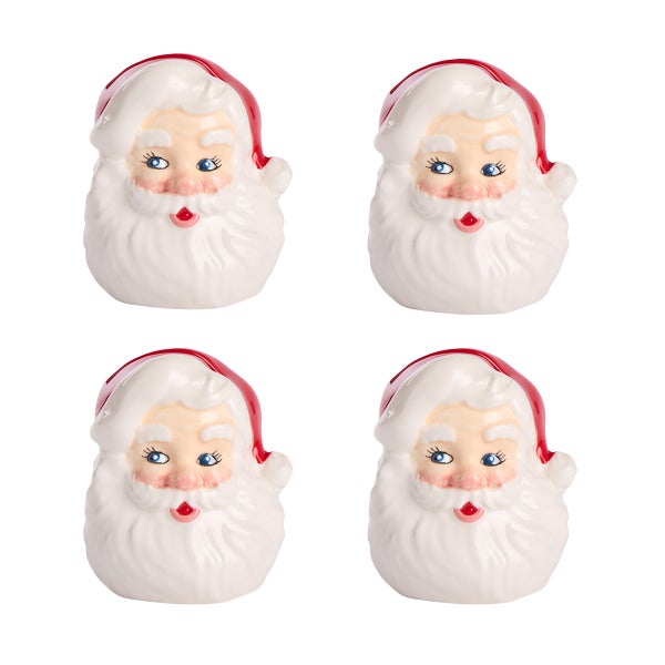 Vintage Holly Santa Place Card Holder