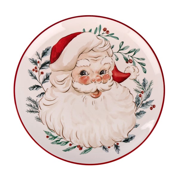 Vintage Santa Holly Salad Plate