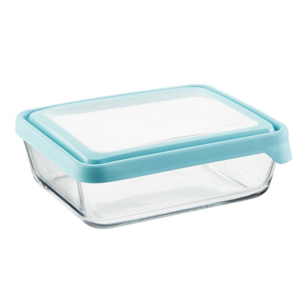 Anchor Hocking Glass TrueSeal Rectangle Food Storage Containers with Blue Lids