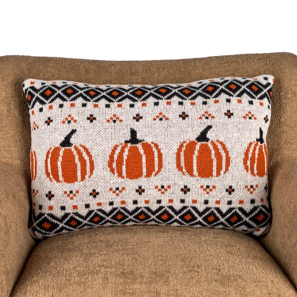 Pumpkin Vintage Knit Lumbar Pillow