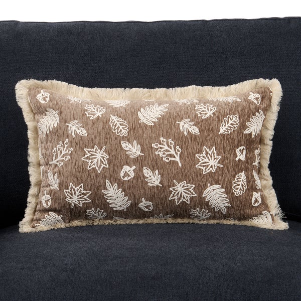 Leaf Icon Fringe Accent Pillow