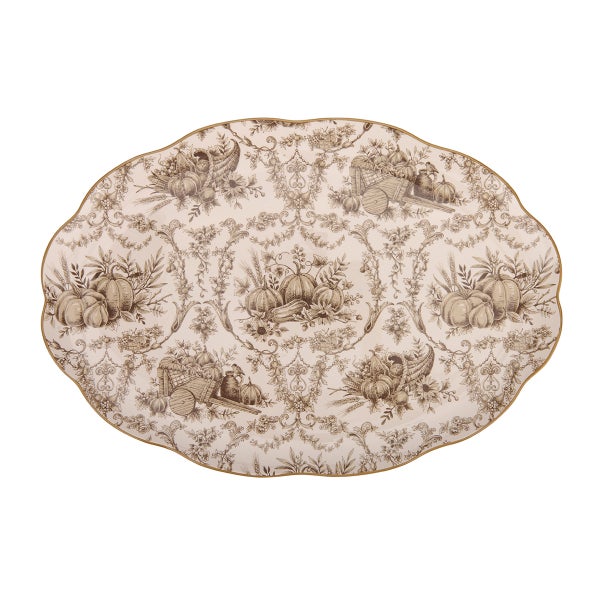 Taupe Pumpkin Toile Platter